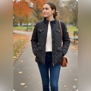 Tommy Hilfiger Black Waterproof Quilted Utility Jacket NWT Size M